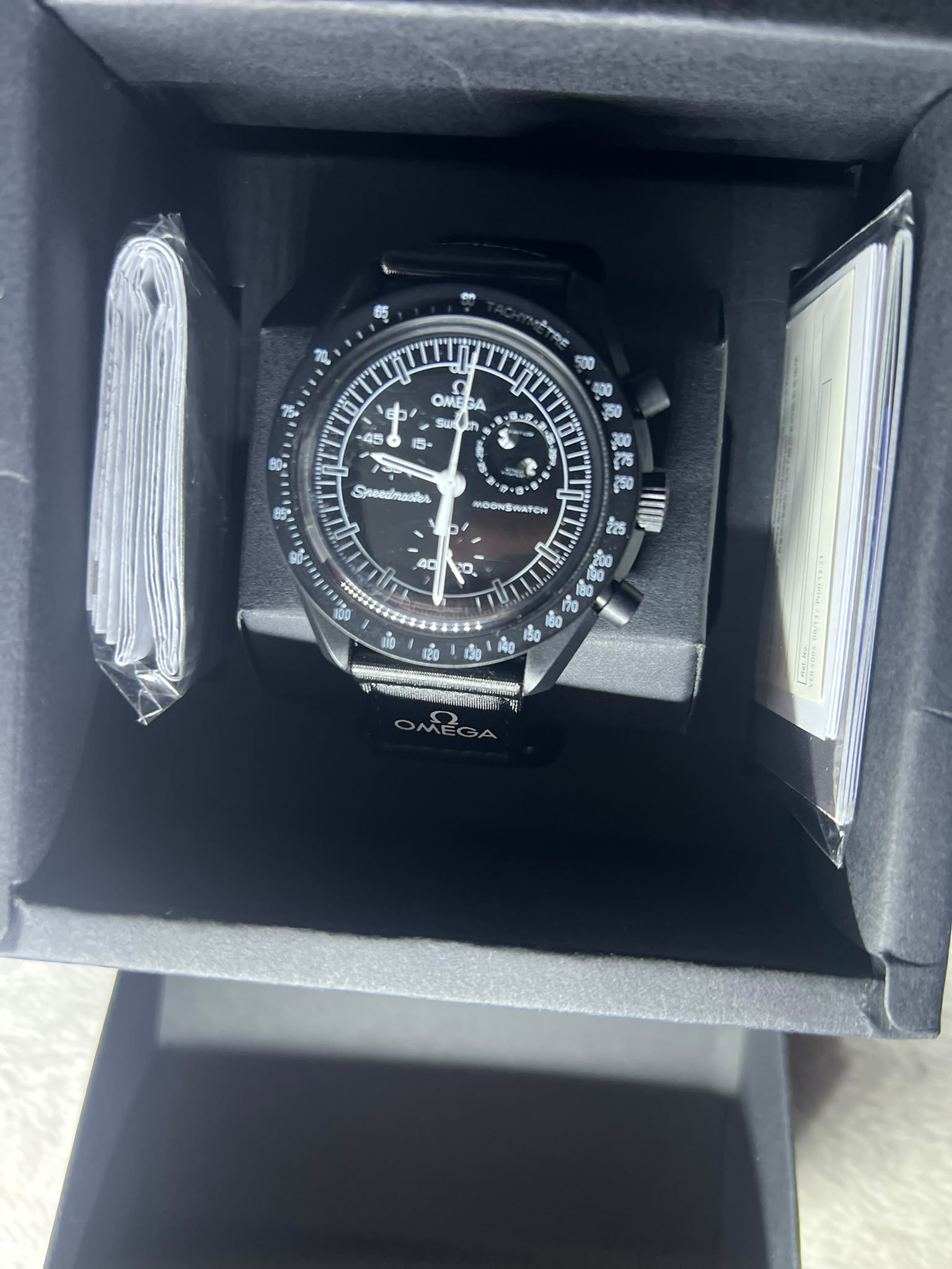 Swatch x Omega Bioceramic MoonSwatch Mission to the Moonphase.